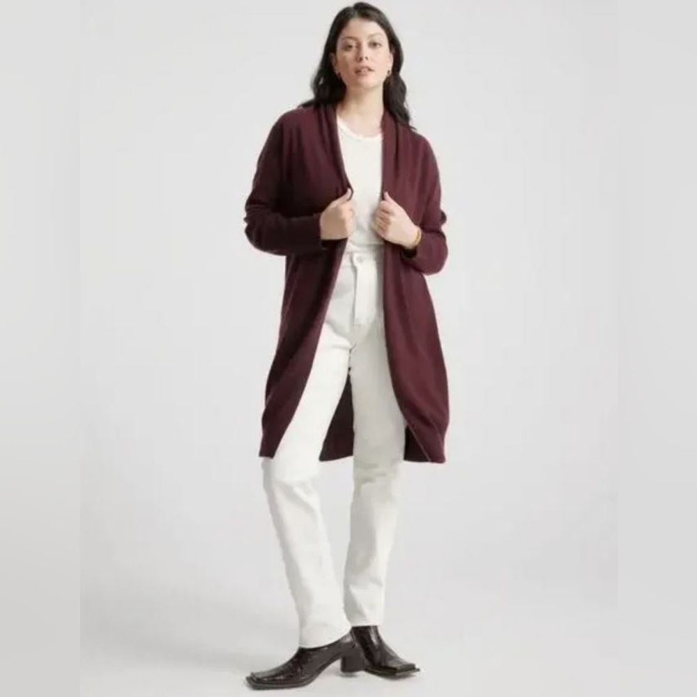 Quince Mongolian Cashmere Duster, Burgundy (S)